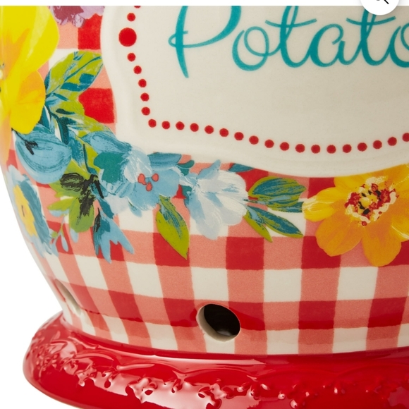 New Arrival 2023 Pioneer Woman Sweet Romance Red Gingham Potatoe Keeper - Picture 4 of 6